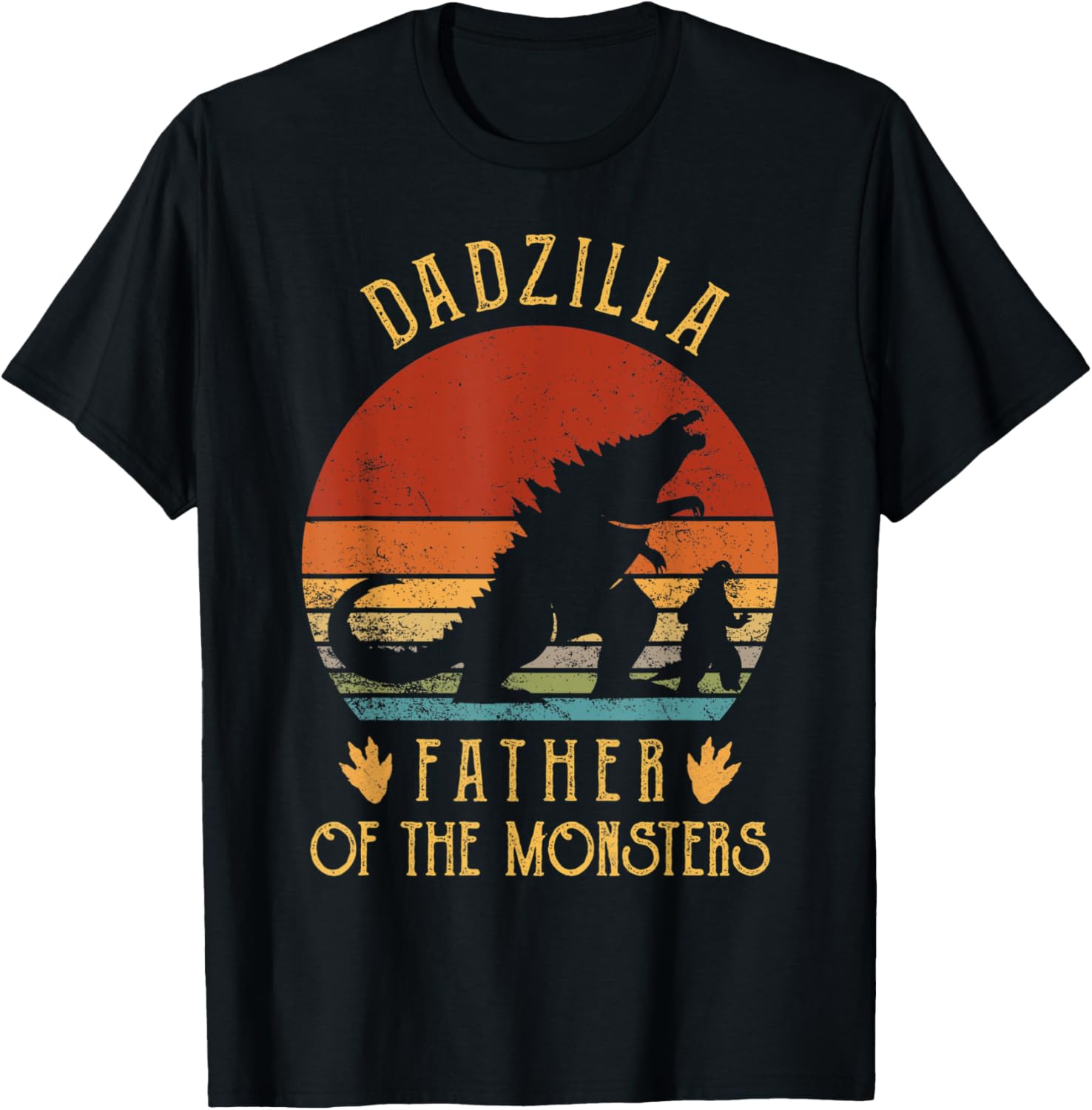 Mens Daddyzilla Father Of Monsters Vintage Dad Fathers Day