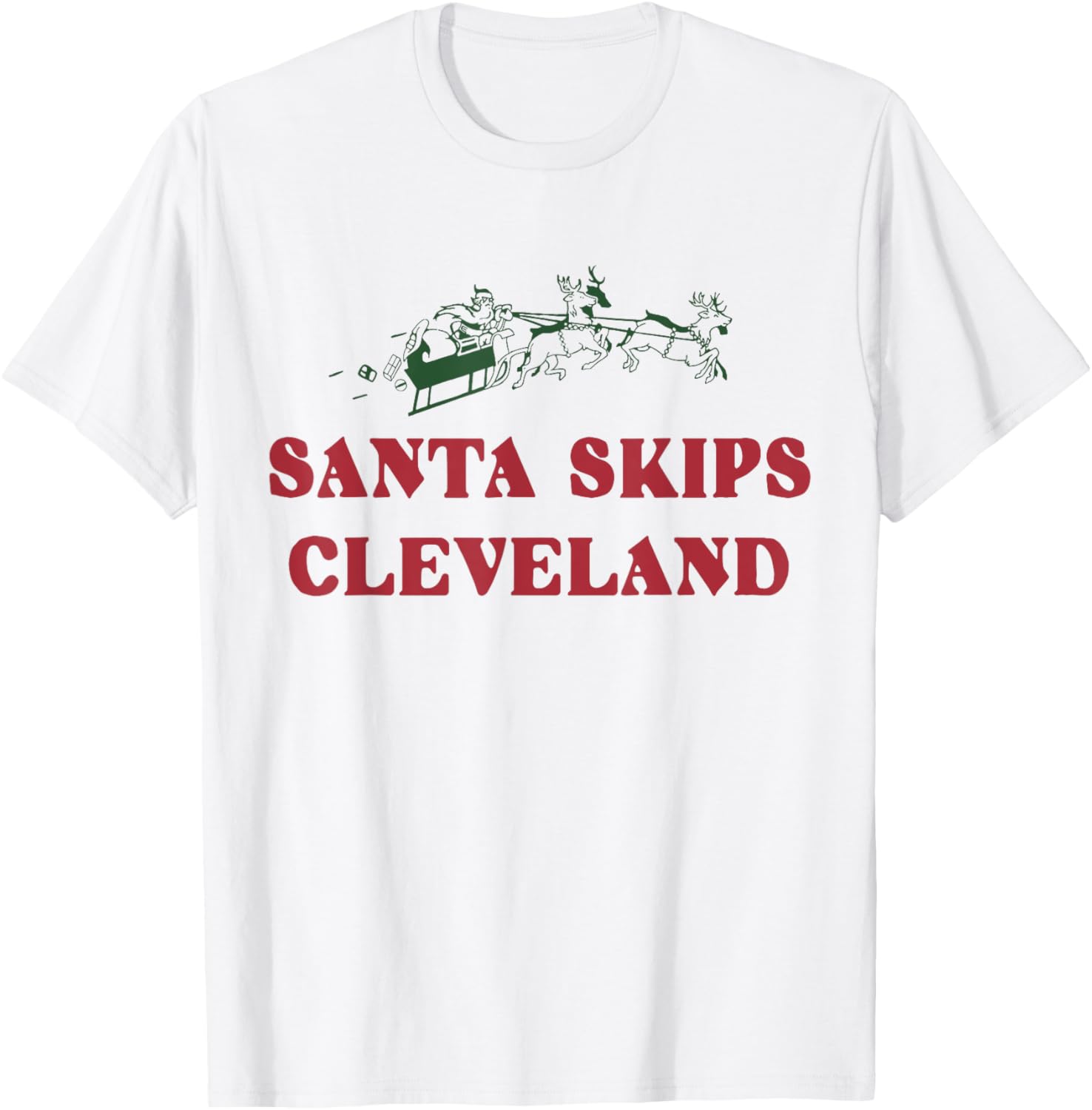 Santa Skips Cleveland Funny Santa Reindeer Xmas Christmas